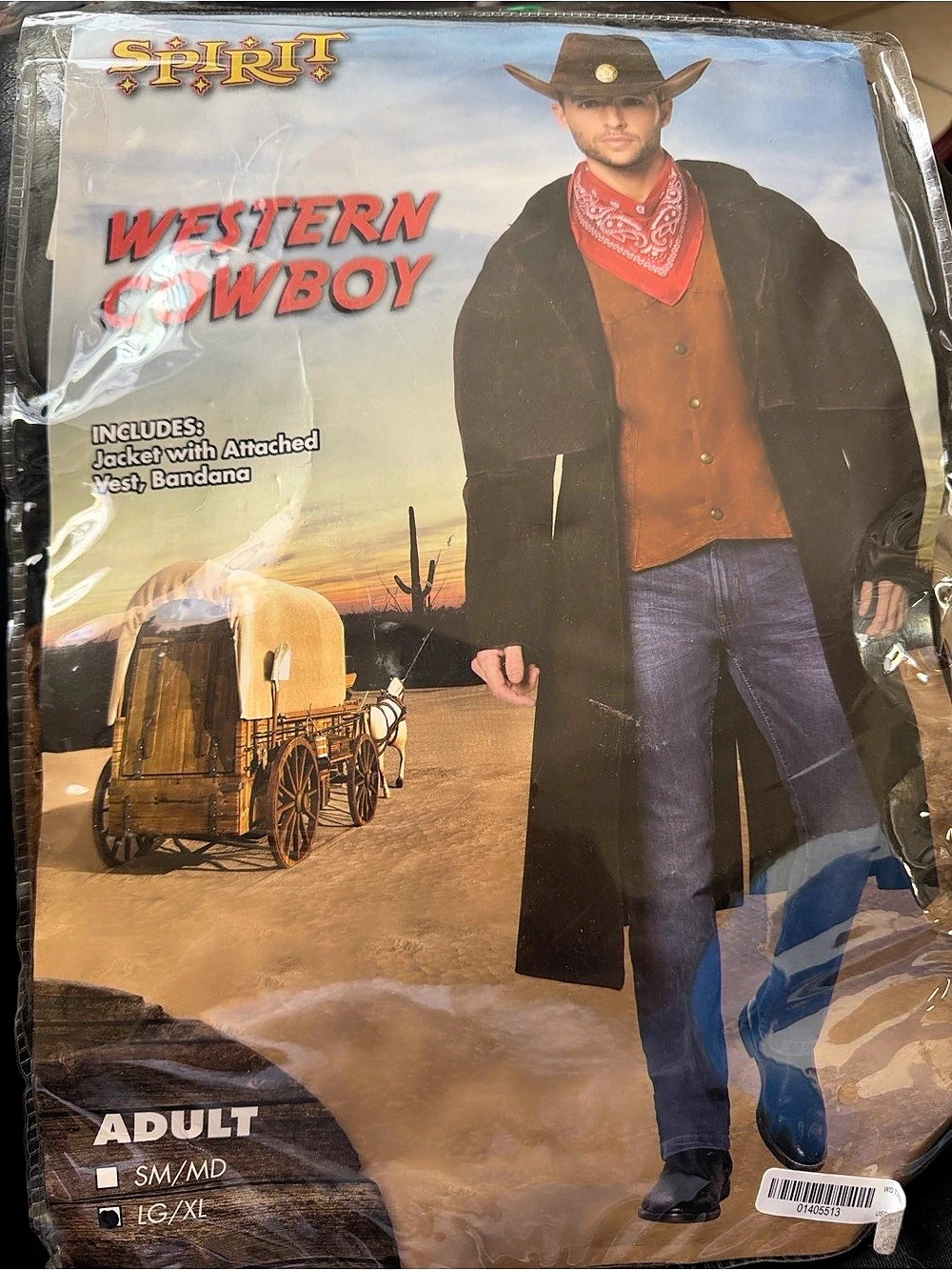 Spirit Halloween Western Cowboy Adult Costume Brown & Black